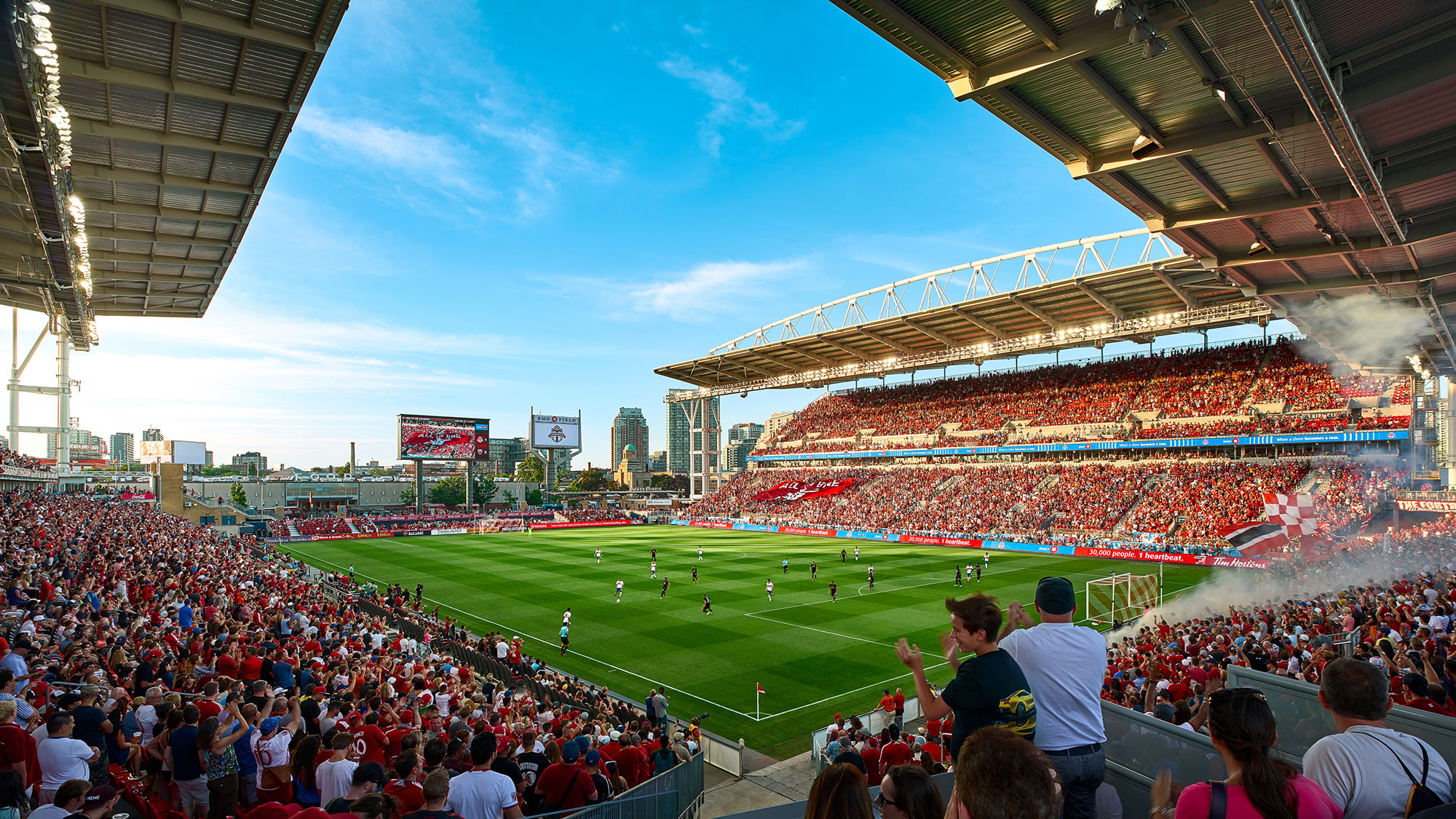 A stadium filled with people.