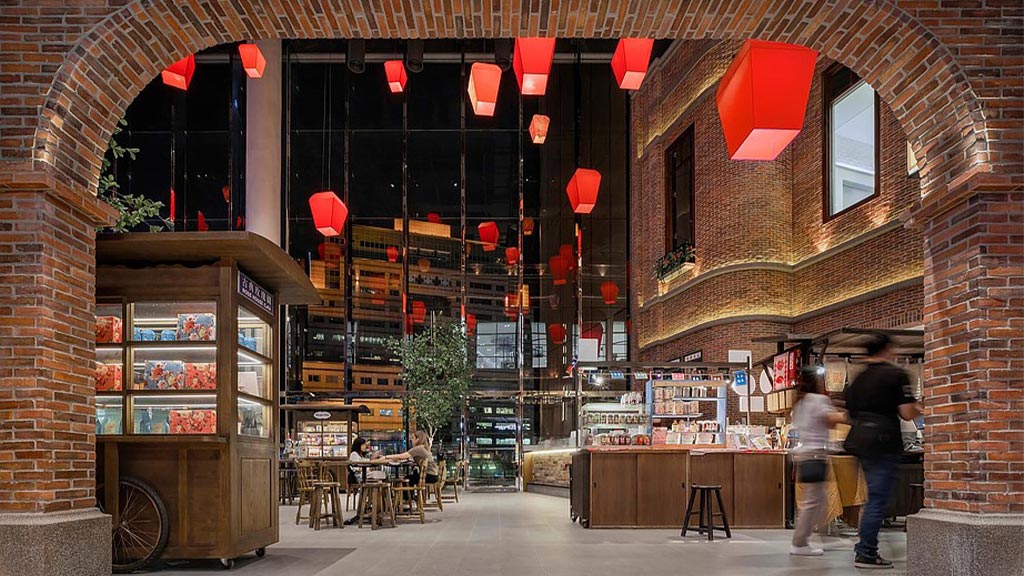 A building with red lanterns.
