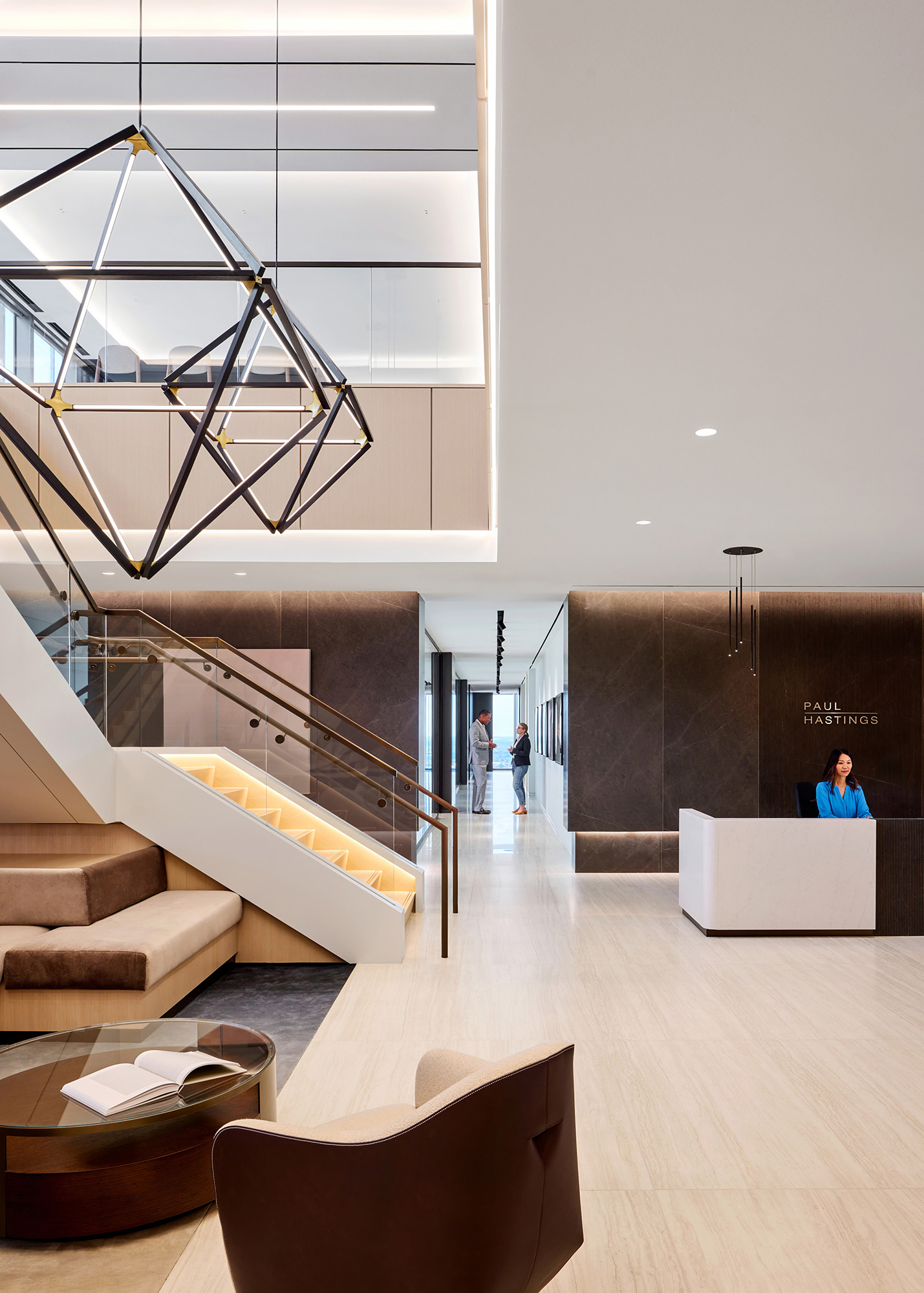 A group of people in a building.