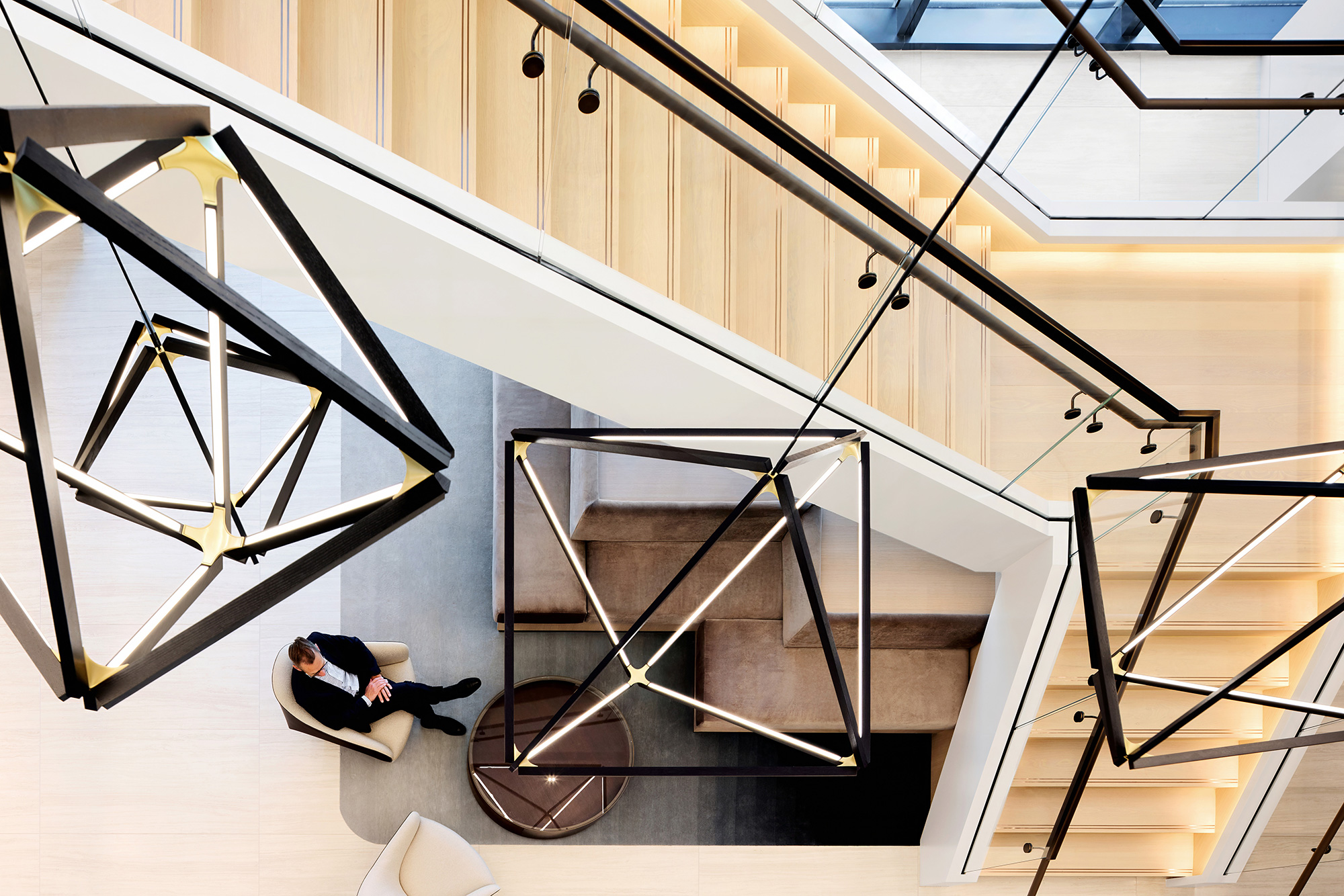 A person sitting on a staircase.