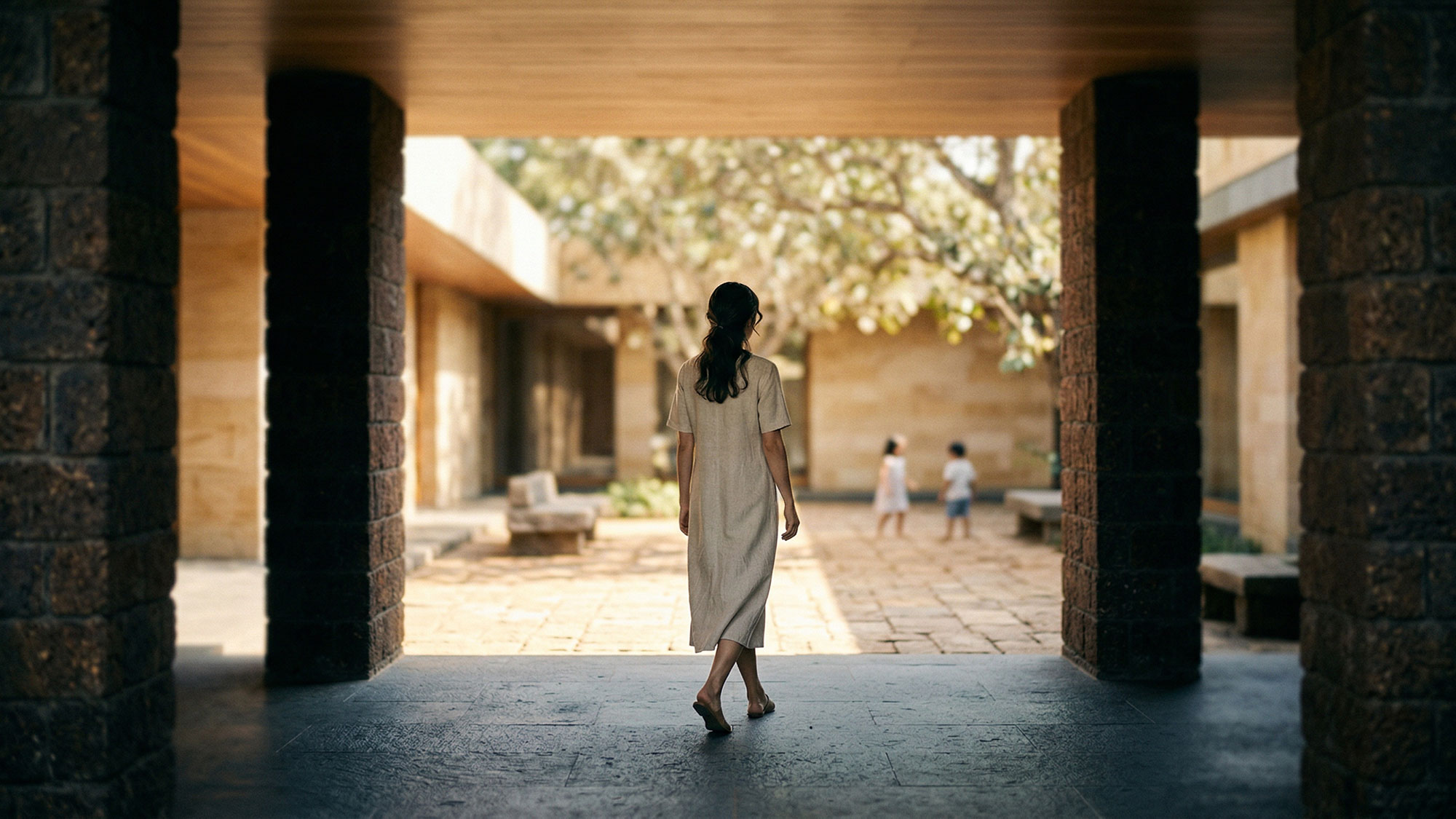 A person walking in a building.