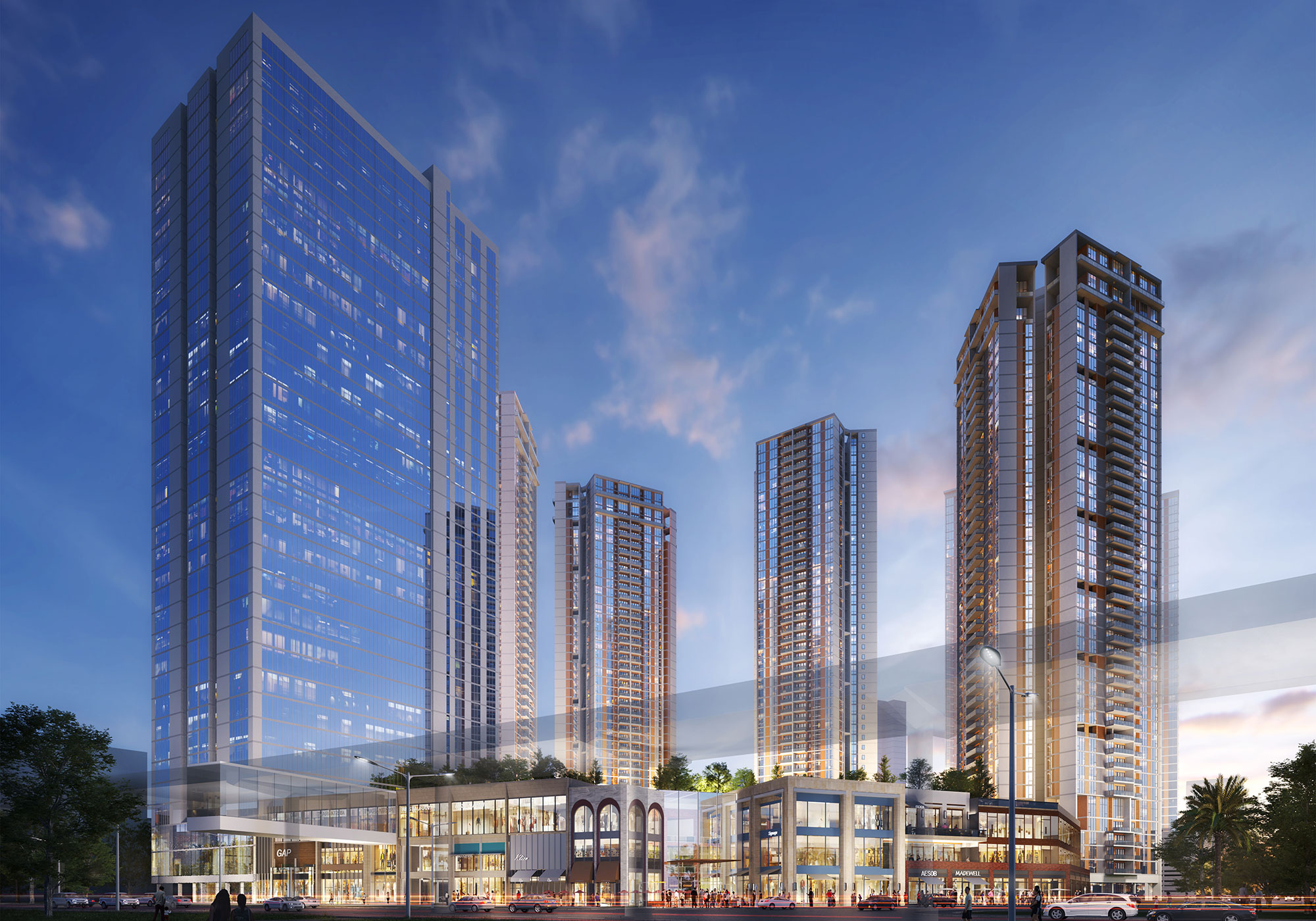 A group of tall buildings.