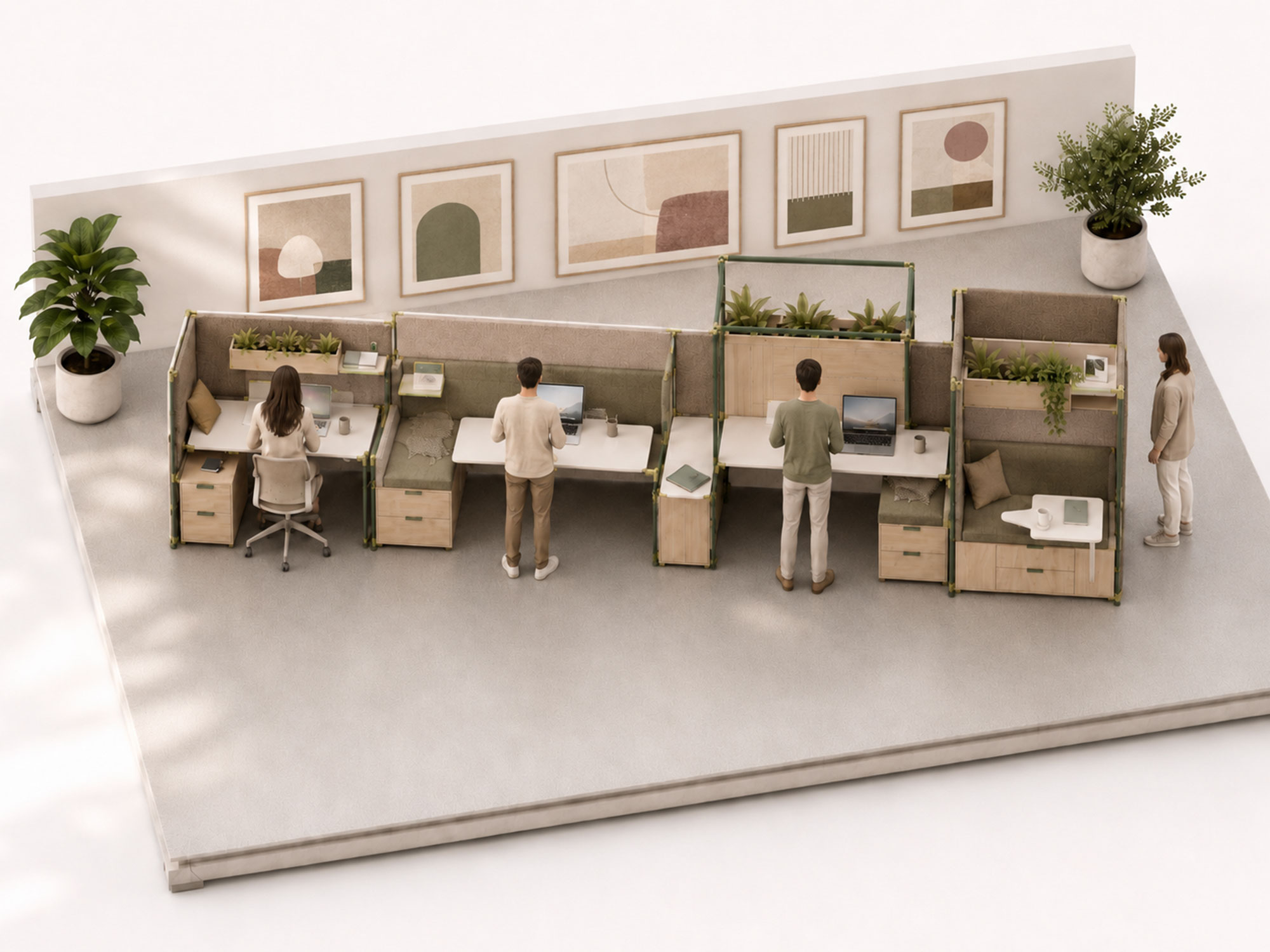 A group of people in an office.