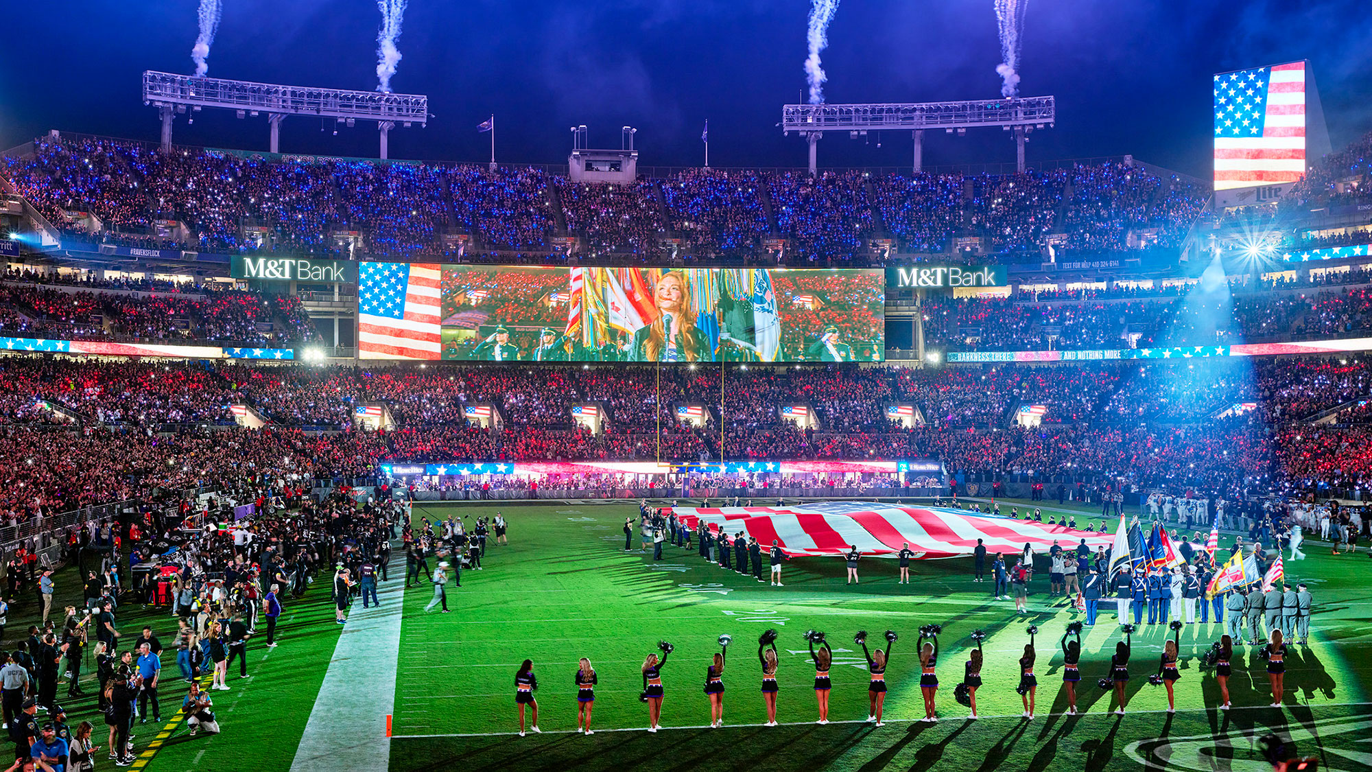 A stadium filled with people.
