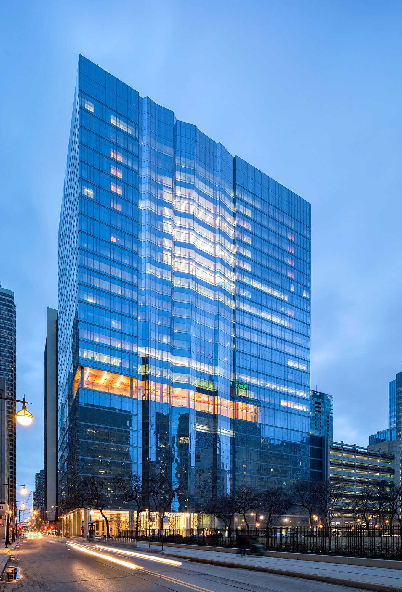 A large building with many windows.