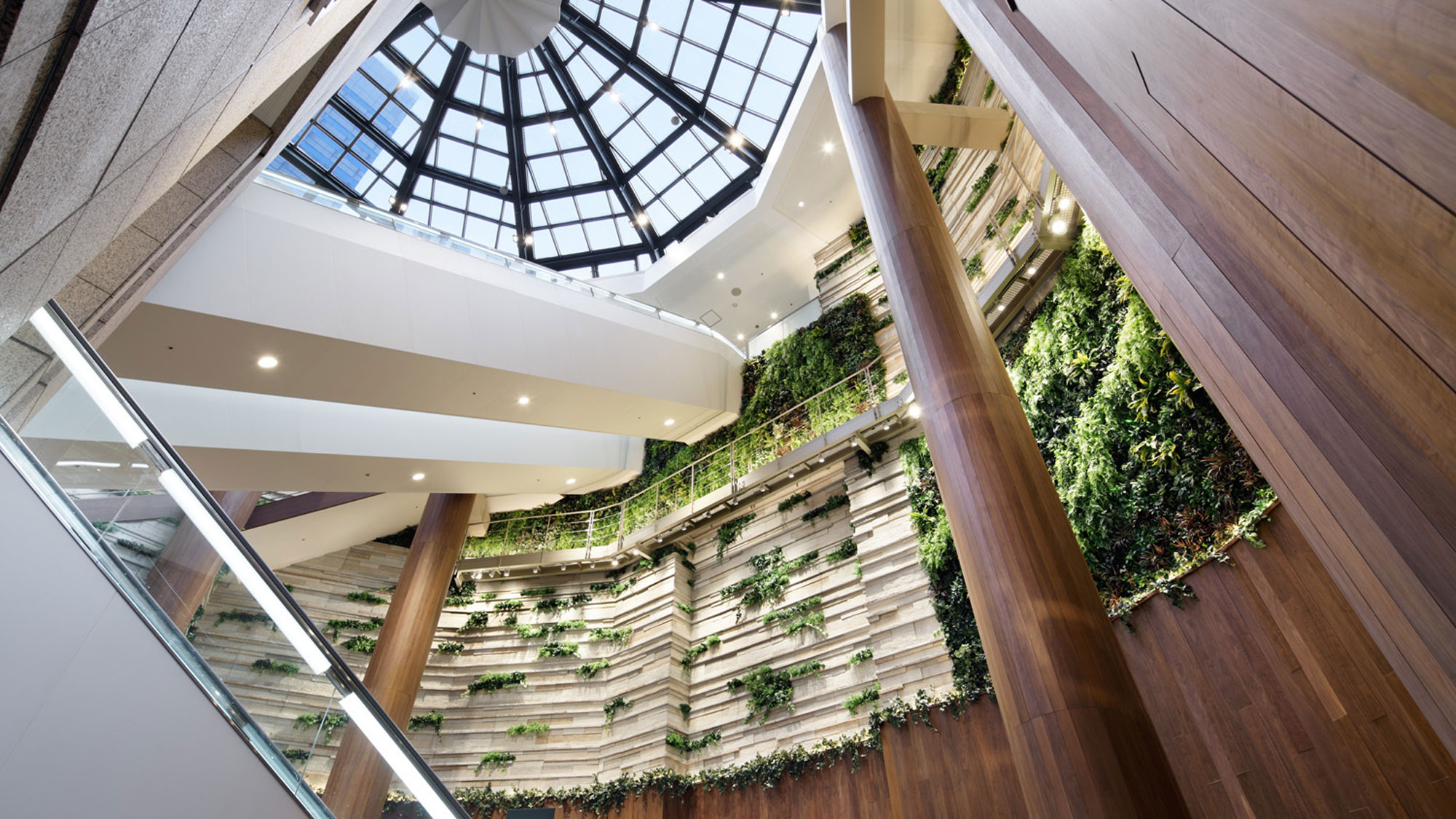 A building with a glass roof.