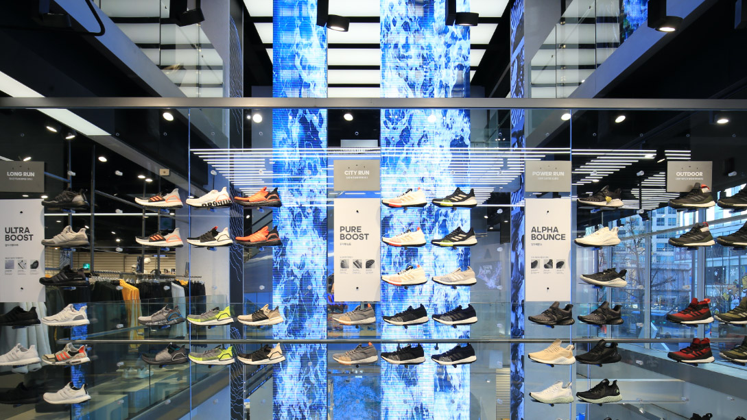 A display of shoes.