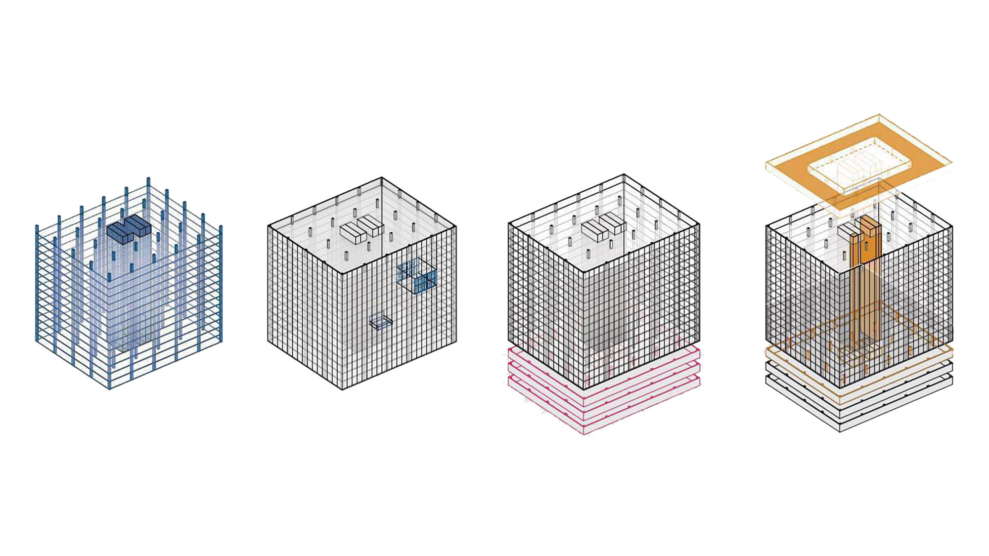 A diagram illustrating the potential conversion of a commercial office building for residential use.