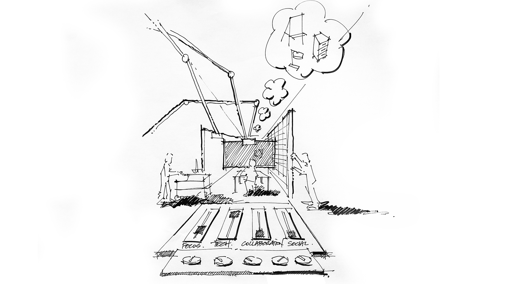 A sketch of a post-pandemic workplace
