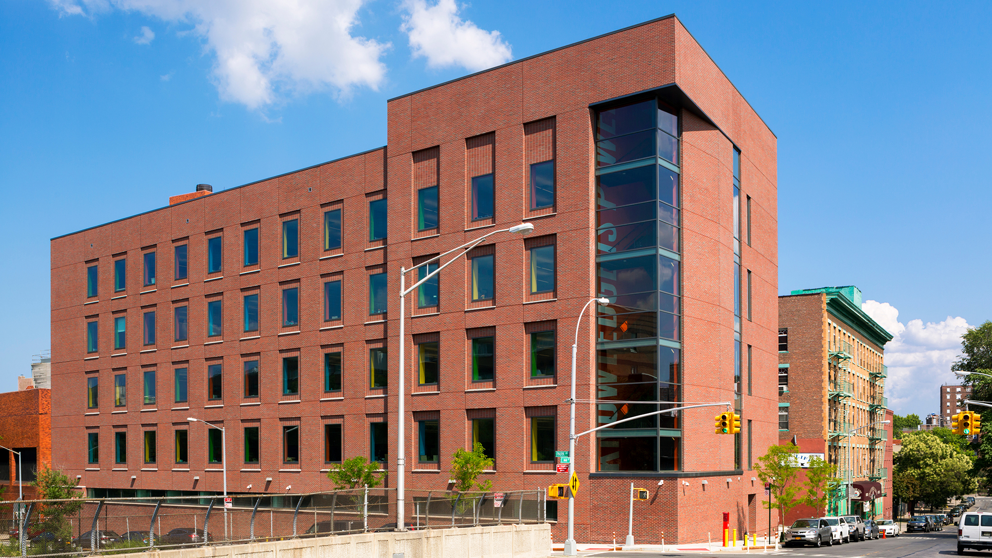 A large building with many windows.