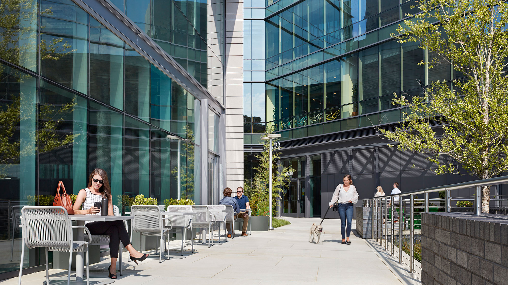 An exterior shot showing outdoor space in Raleigh's Crabtree Terrace development.