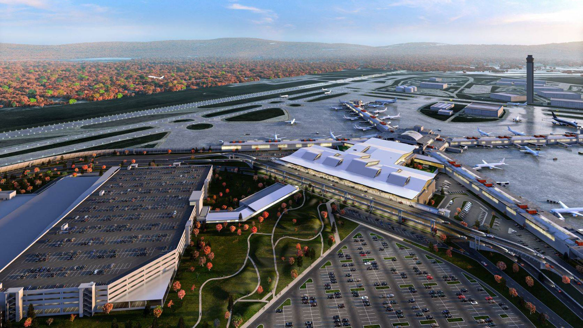 A birds eye view of Pittsburgh International Airport