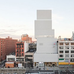 A tall white tower in New Museum.