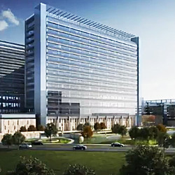 A large building with many windows.