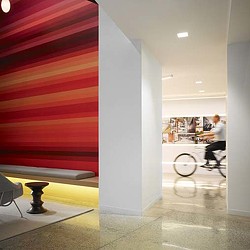 A person riding a bicycle.