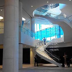 People walking up stairs.