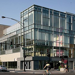 A large building with many windows.