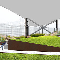 A person sitting on a bench.