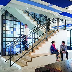 People sitting on the stairs.