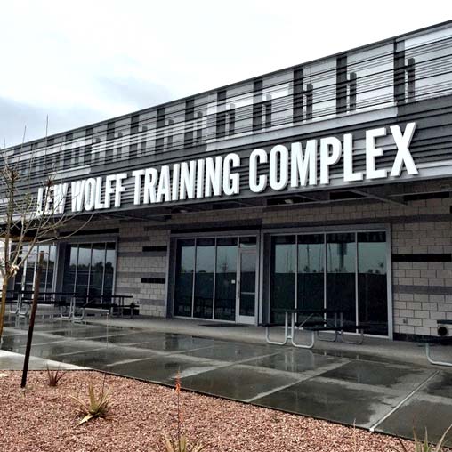 A building with a sign on the front.