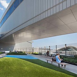 A person sitting on a bench.