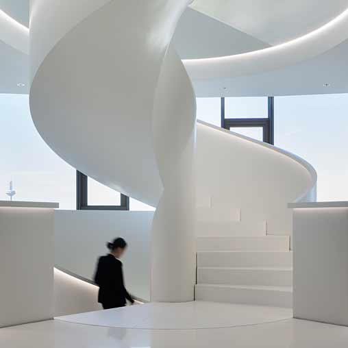 A person sitting on a staircase.