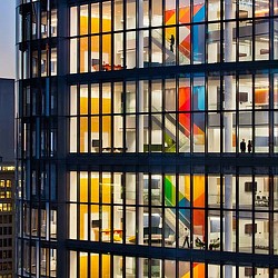 A building with many flags.
