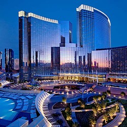 A city with tall buildings.