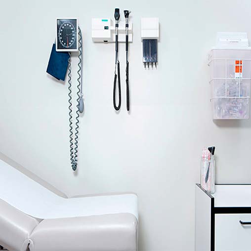 A wall with a few items.