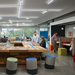 A group of people in an office.