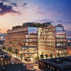 A large building with many windows.