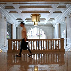 A person sitting on a bench.