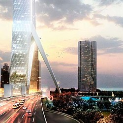 A couple of tall buildings.