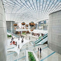 A large indoor mall with people.