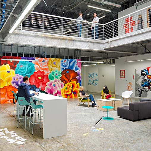 A group of people in a room.