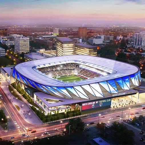 A stadium with a roof.