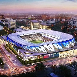 A stadium with a roof.