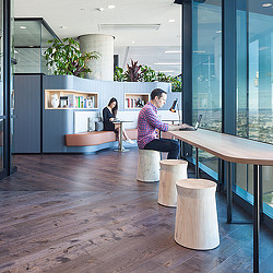 A few people in an office.