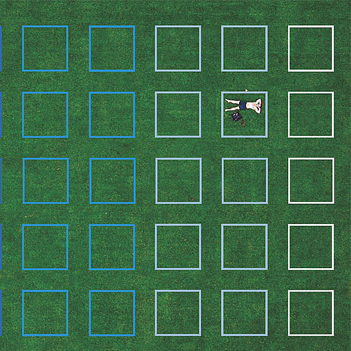 A green square with white squares.