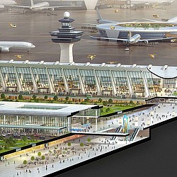 A large building with a dome roof.