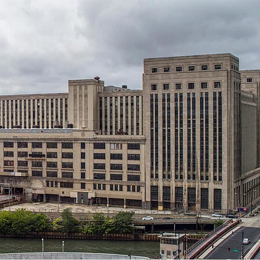 A large building with many windows.