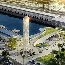 A large building with a tall tower.