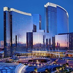 A city with tall buildings.