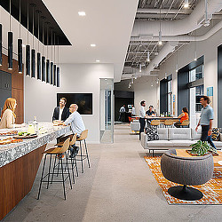 A group of people in a restaurant.