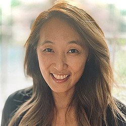 A woman with long hair.