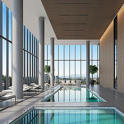 A swimming pool in a building.