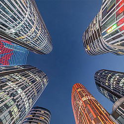 A group of tall buildings.