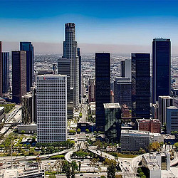 A city with tall buildings.