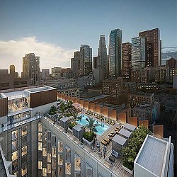 A city with tall buildings.