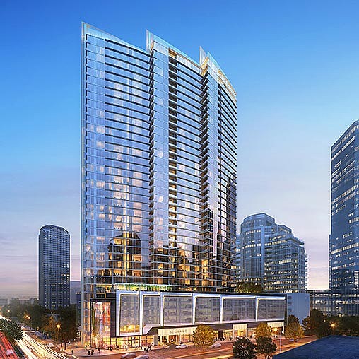 A group of tall buildings.